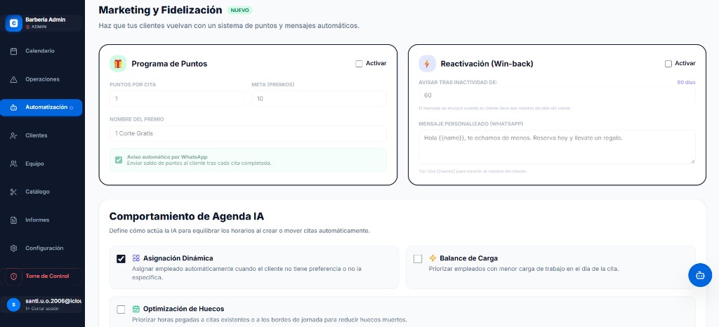 Marketing, fidelización y comportamiento de agenda IA en CitaVoz